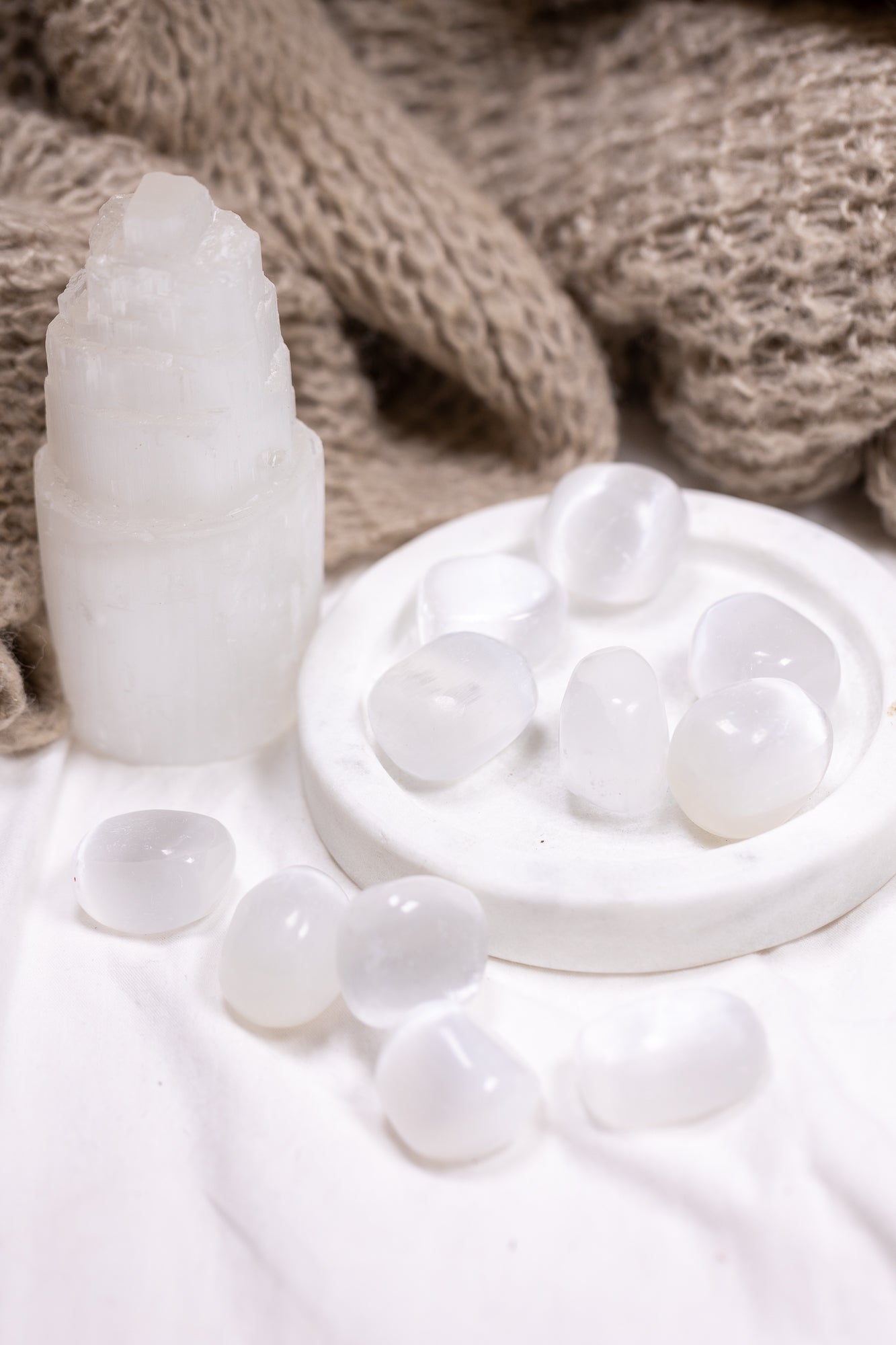 Selenite Crystal Tumble Stone - Knight Inspired